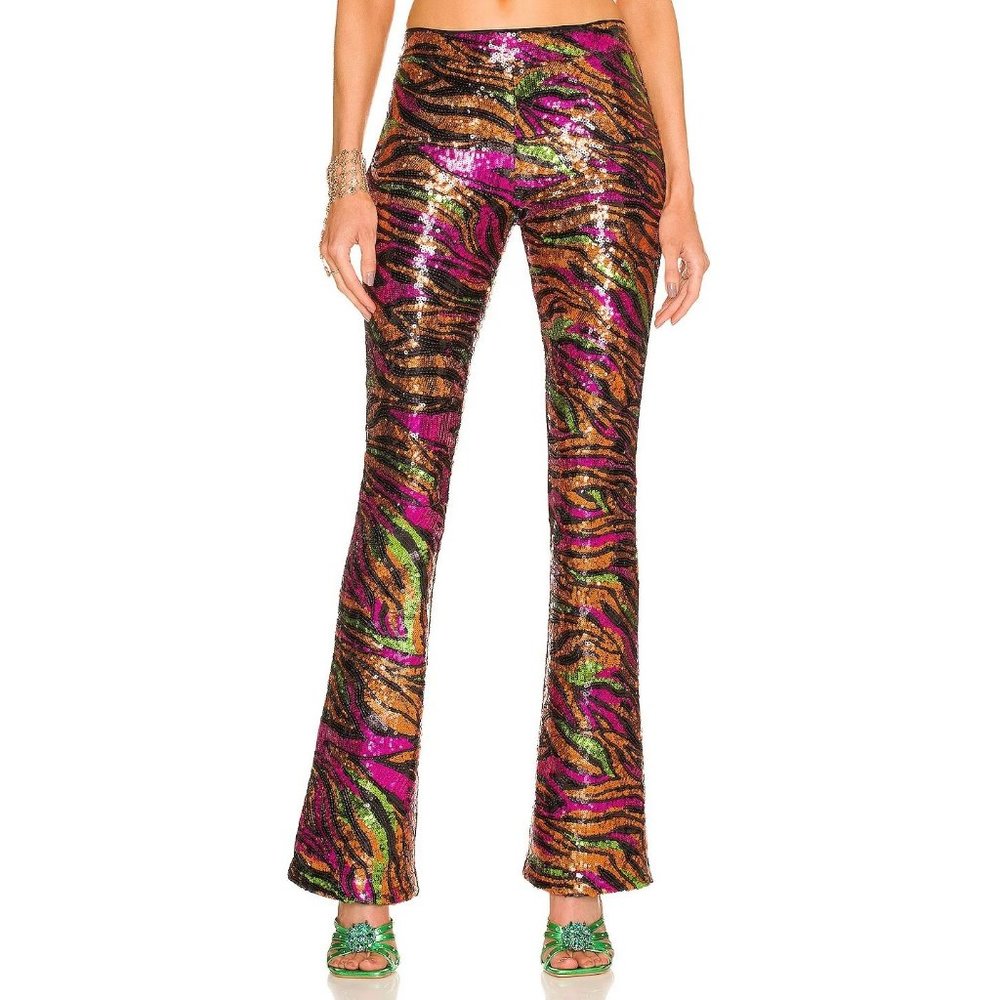 Dundas x Revolve NWT Jerry Flare Pants in Black Zebra size Medium